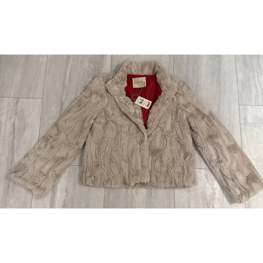 Women's  Faux Fur Jacket by Blossom & Clover snap front Red Lining NWT Size S - Picture 7 of 10